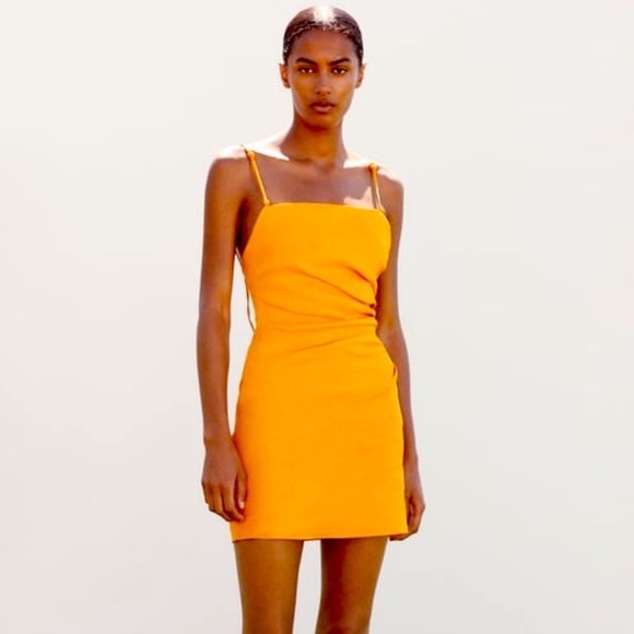 Orange Zara linen mini dress WITH TAGS 🧡🍊👗 - Picture 1 of 5